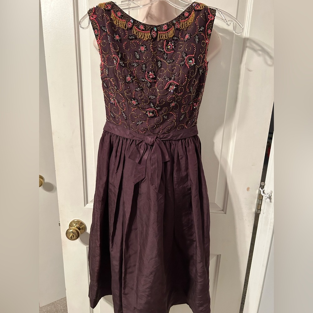 Vintage Designer 1960’s Exquisitely Beaded Brownish/Purple Evening Dress-Party?